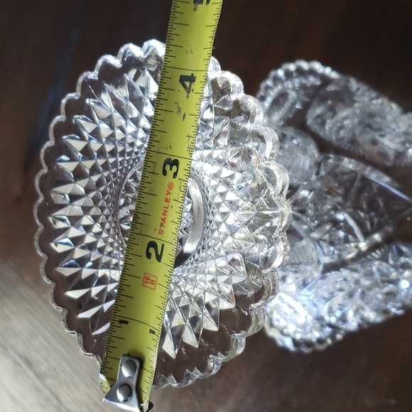 Vintage Antique Clear Glass Ruffled Sawtooth Paddle Wheel Pattern Vase 6.5" - Picture 6 of 16